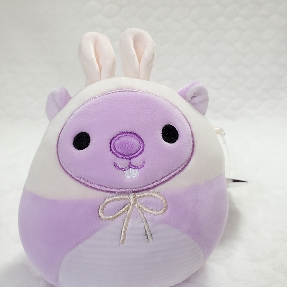 Javari Easter Squishmallows 5 Inch BNWT Purple Groundhog with Bunny Ears Plush - Picture 6 of 8